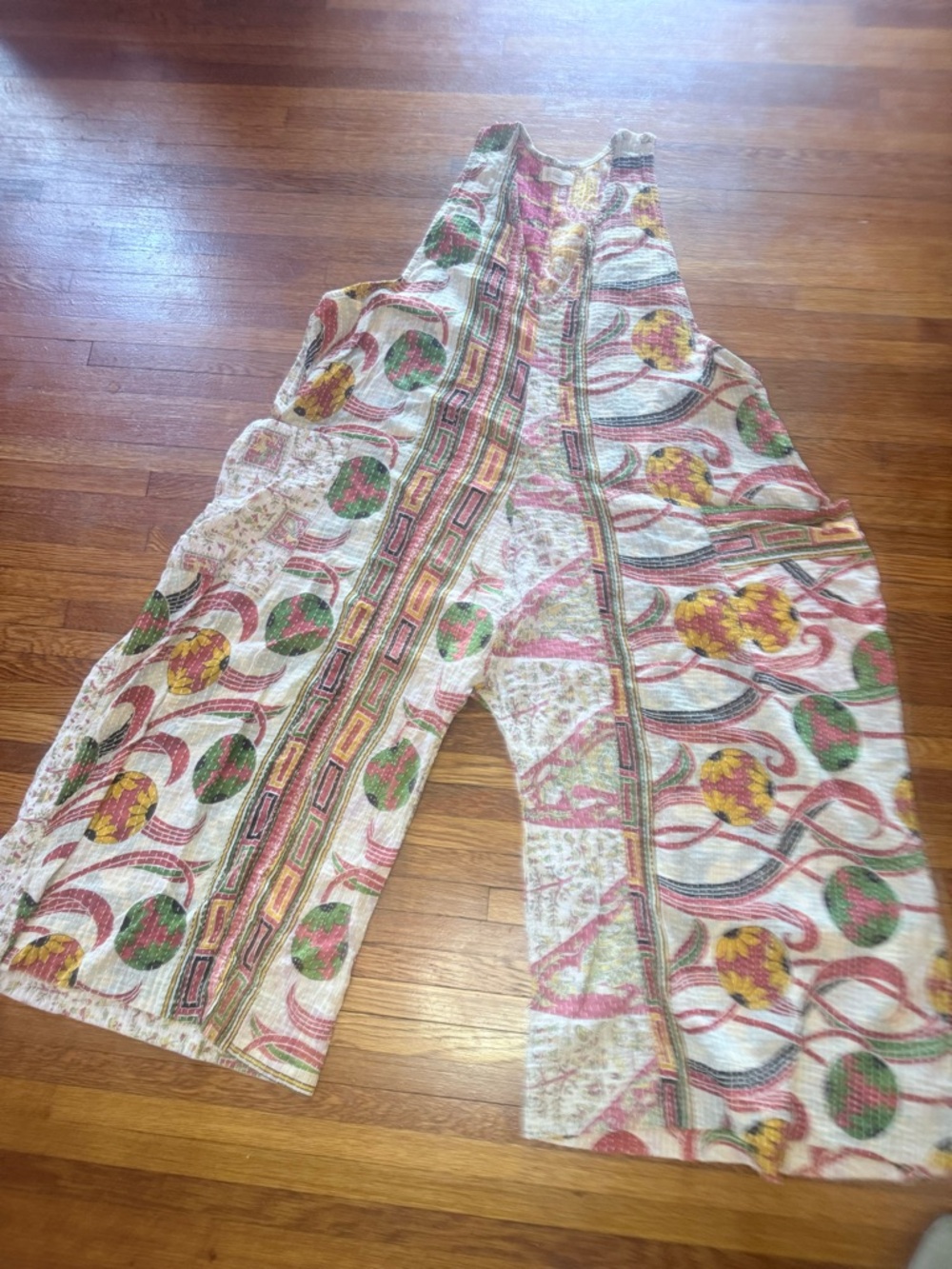 Kantha Bae Boho Patchwork Printed Wide-Leg Jumpsuit - Multicolor